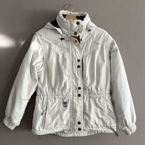 Kaelin Women’s Thermolite White Coat Ski Jacket Covertible Vest Hoodie Sz S**